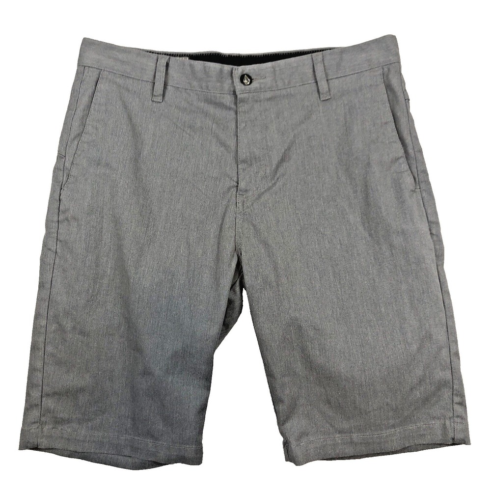 Volcom Corpo Class Men's Shorts Size 33 Gray Chino Flat Front Pockets Logo